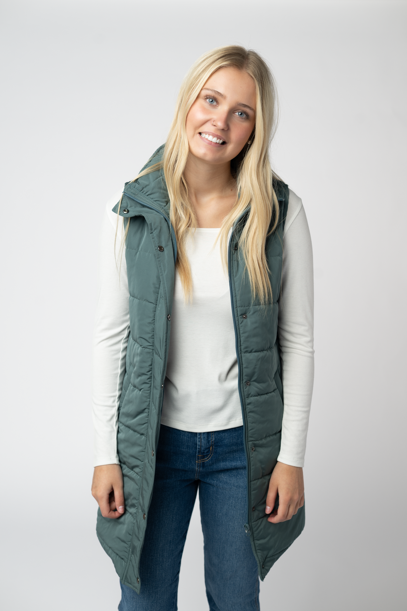 Harlow Long Vest - Teal