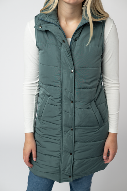 Harlow Long Vest - Teal