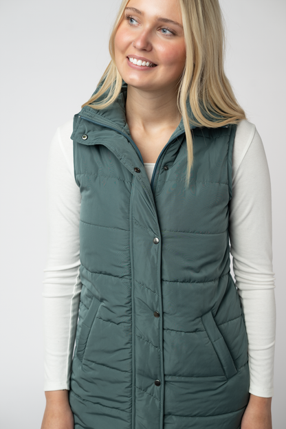 Harlow Long Vest - Teal