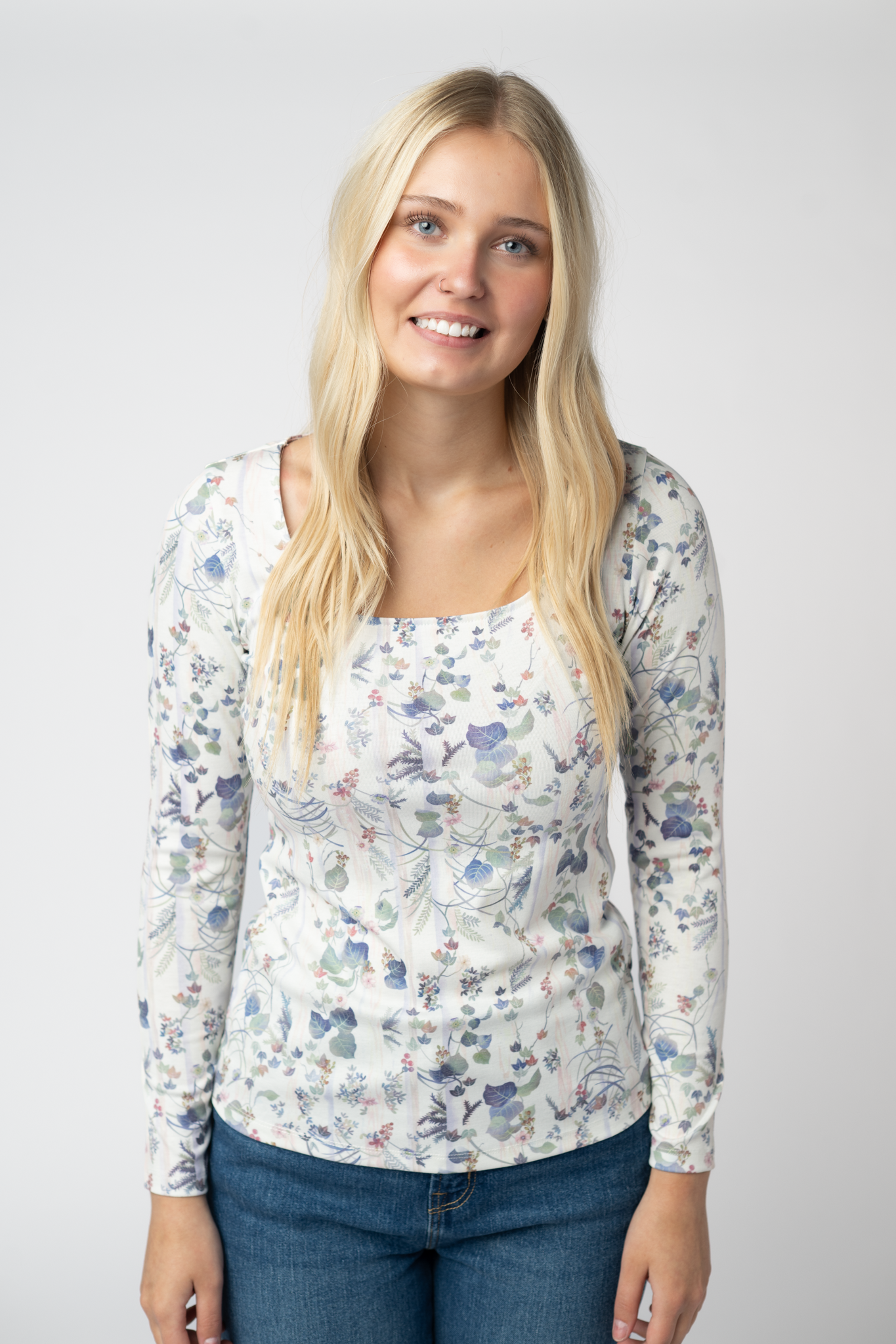 Alyssa Long Sleeve Top - Olive Meadow