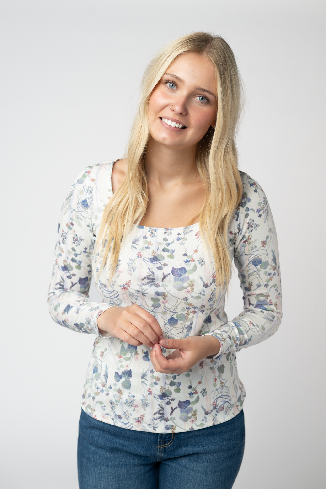 Alyssa Long Sleeve Top - Olive Meadow