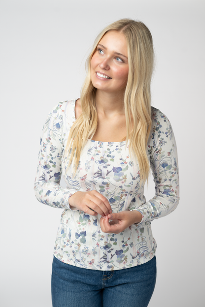 Alyssa Long Sleeve Top - Olive Meadow