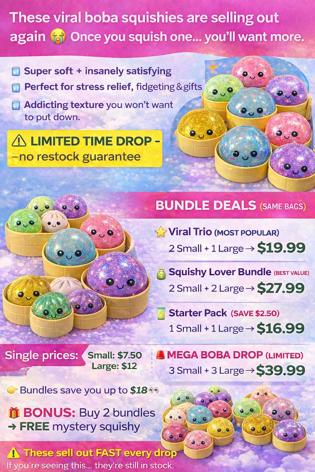 Limited Viral Boba Squishy Bundle Drop! SAVE BIG