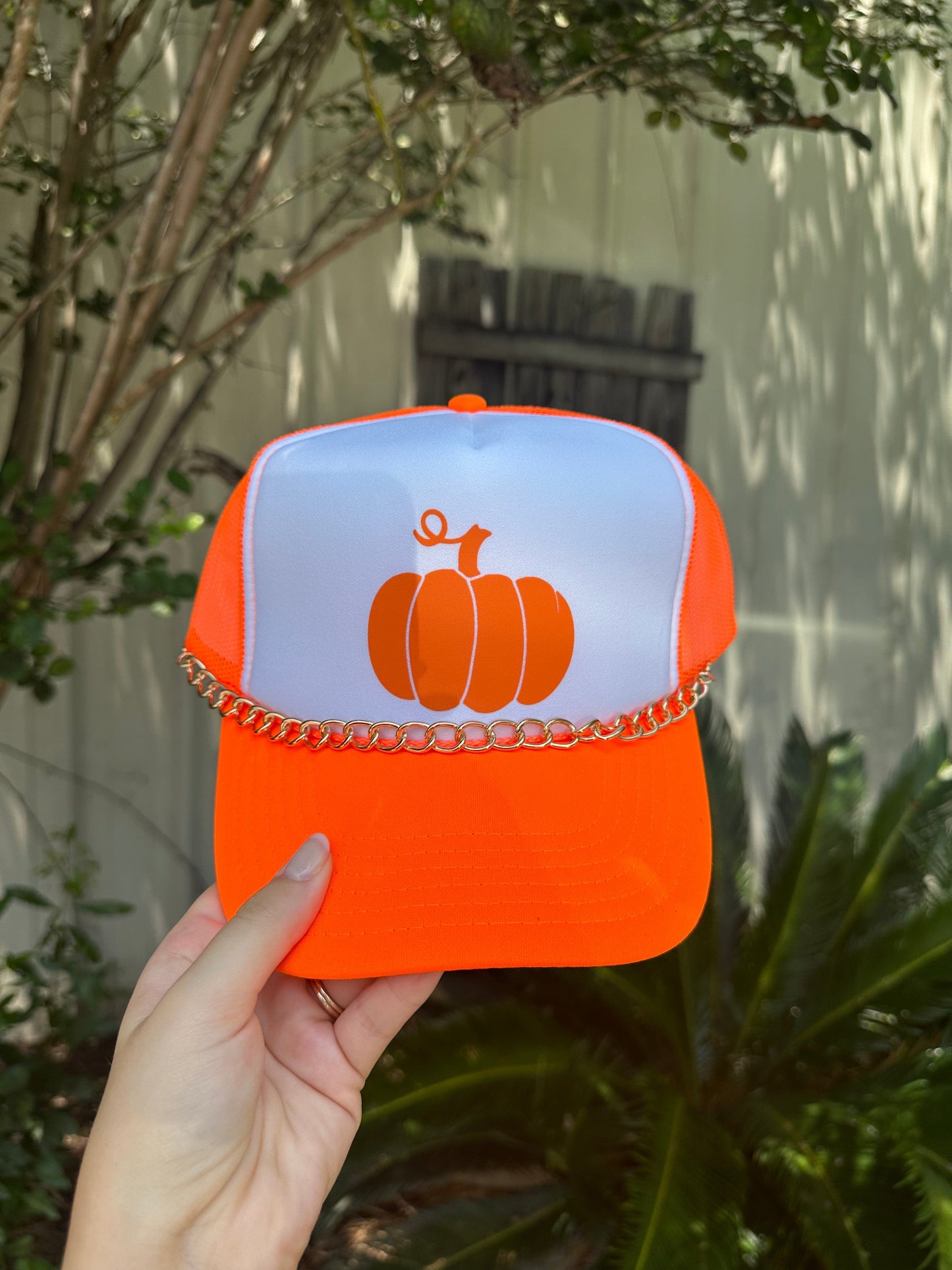 Lil Pumpkin White/Neon Orange Trucker Hat