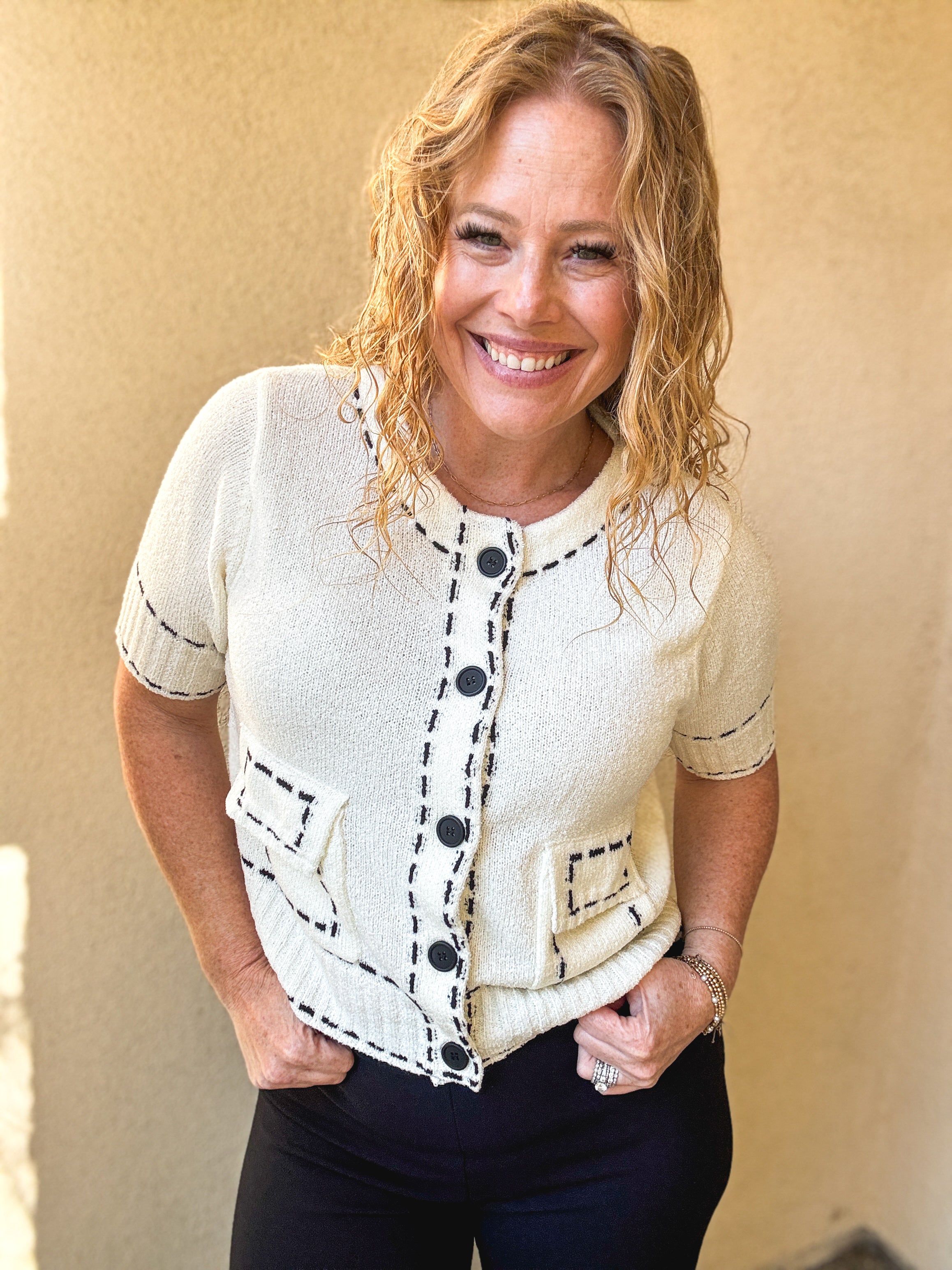 What Are We Waiting For Button Down Top