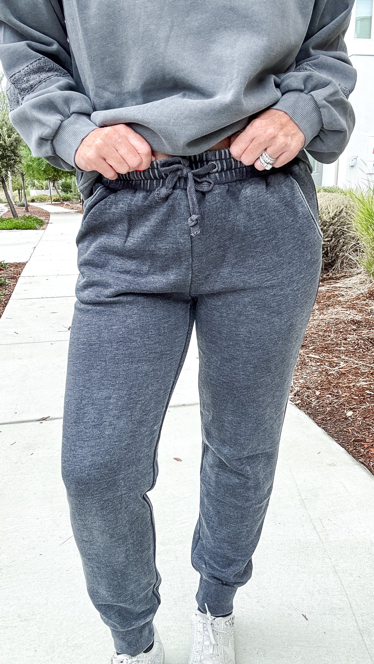 Lace Accent Vintage Wash Crewneck + FREE Mineral Jogger