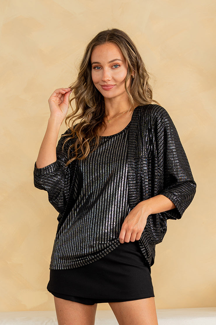 After Dark Shimmer Tank & Shawl Set