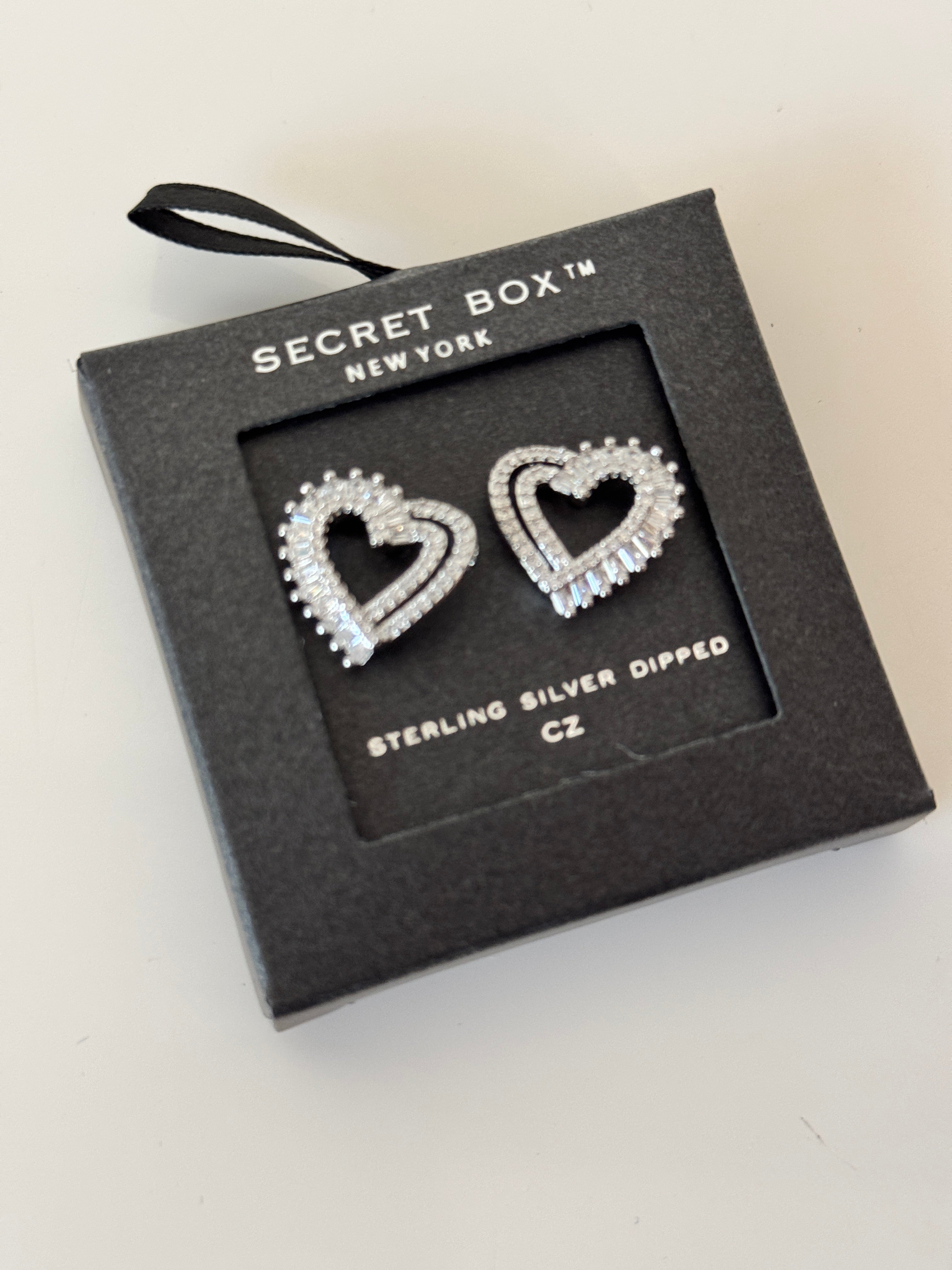 Secretbox Pave Crystal Heart Earrings