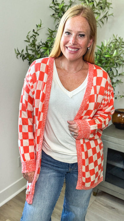 Sherbet Social Checkered Cardigan