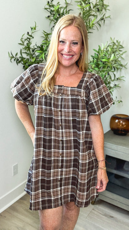 Harvest Moon Plaid Babydoll Dress