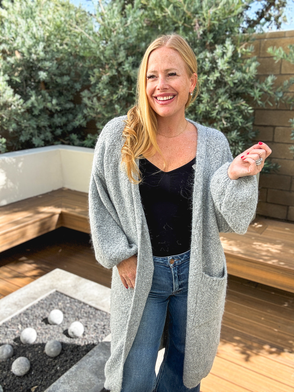 Cozy Bouclé Open-Front Long Cardigan