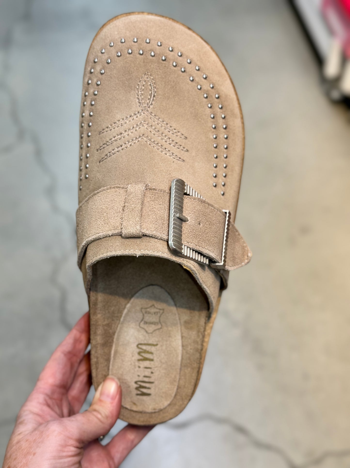 Josephine Suede Slide in Grey