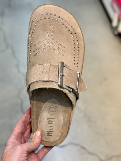 Josephine Suede Slide in Grey