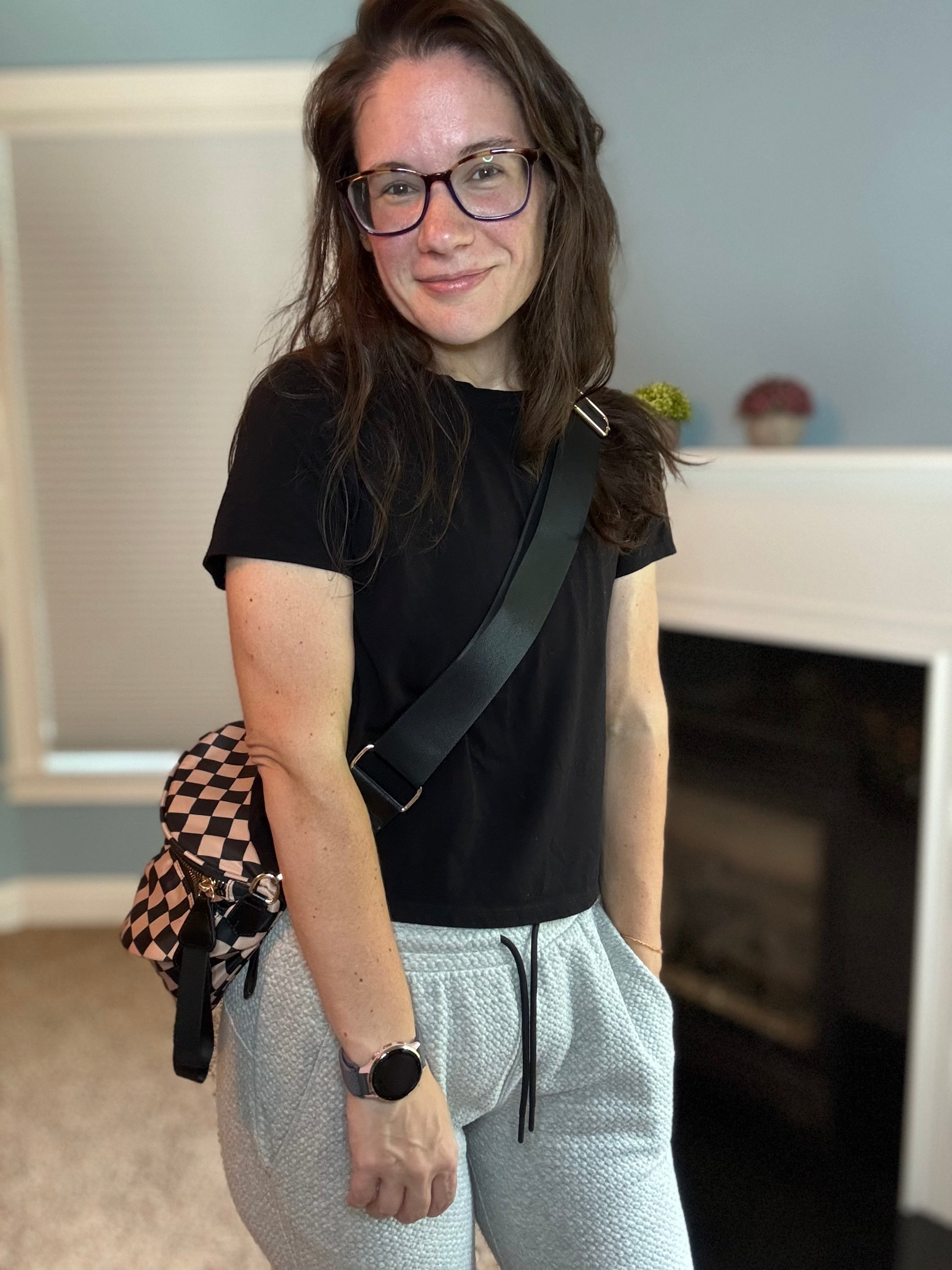 The Roni Nylon Crossbody - Checkered Black + Tan