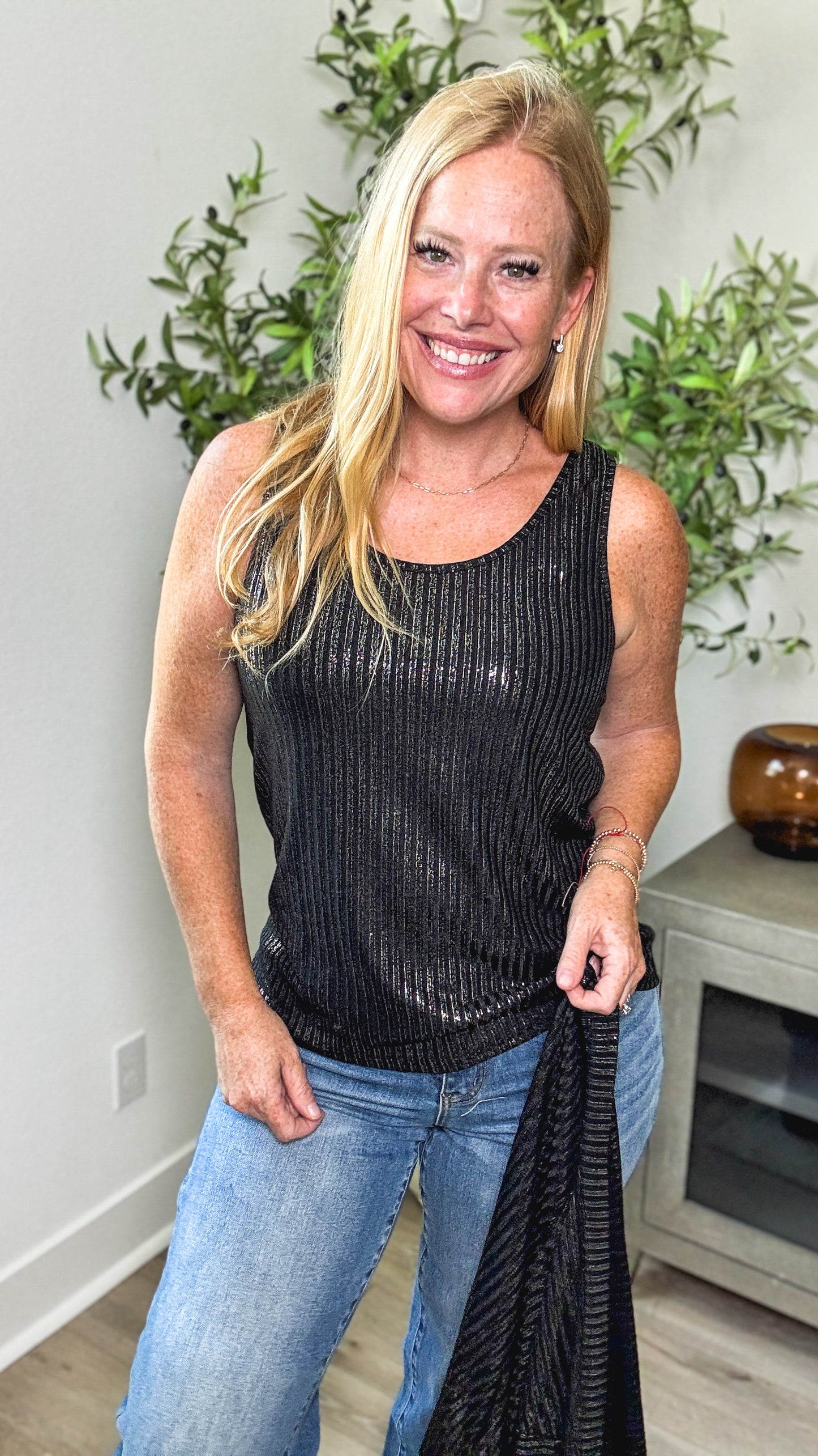 After Dark Shimmer Tank & Shawl Set