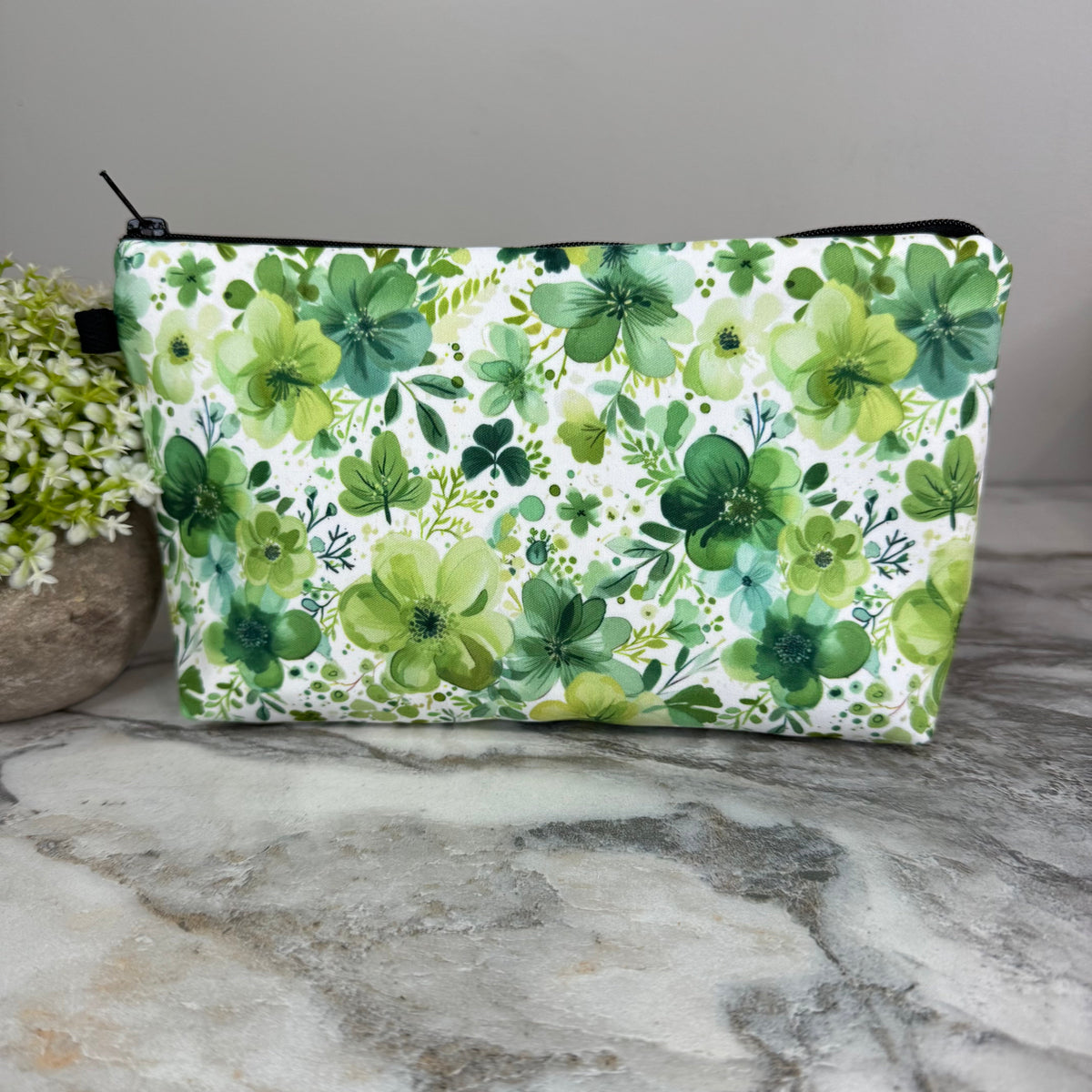 Pouch - Dark & Light Green Floral