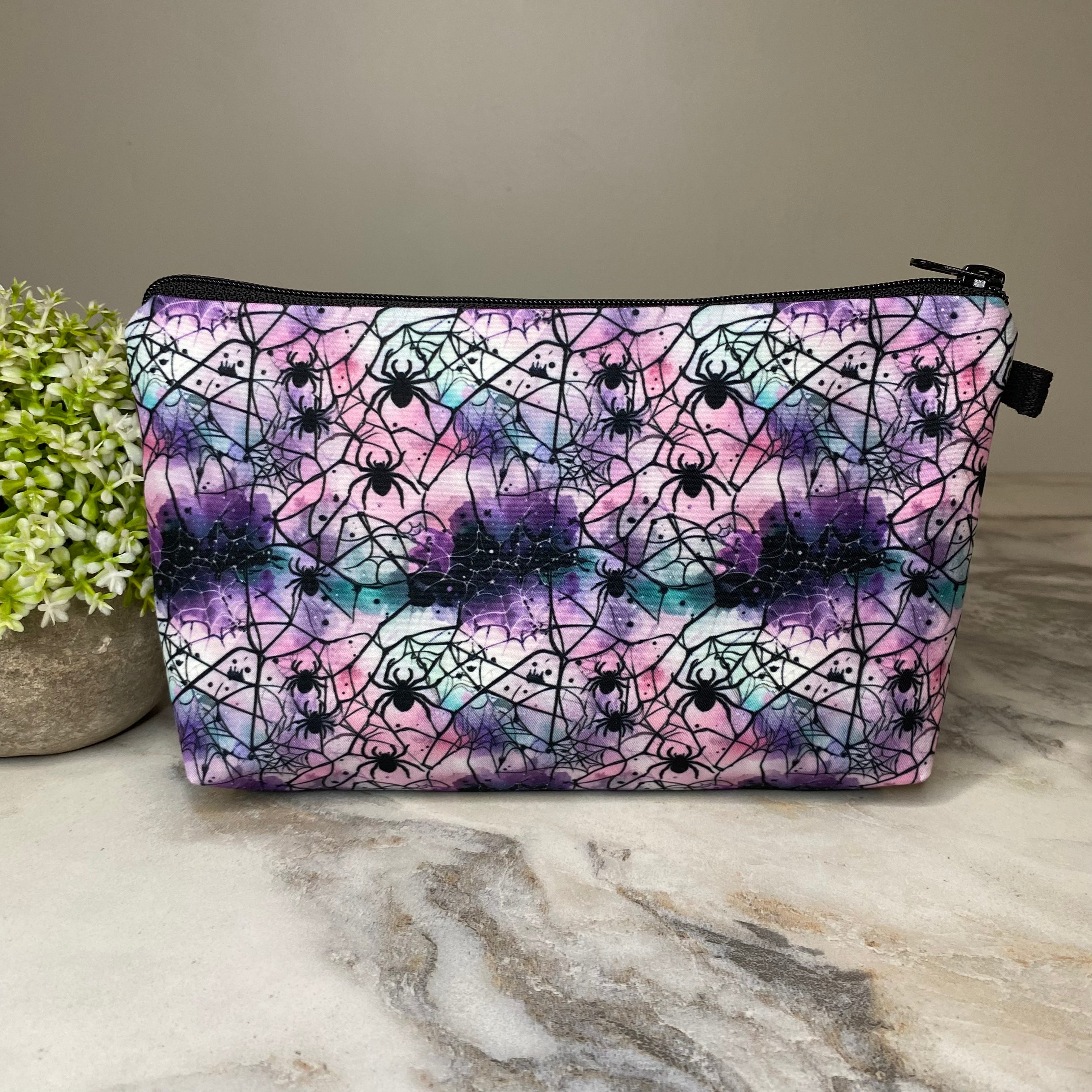 Pouch - Halloween Fall - Spider Web Purple Pink Teal