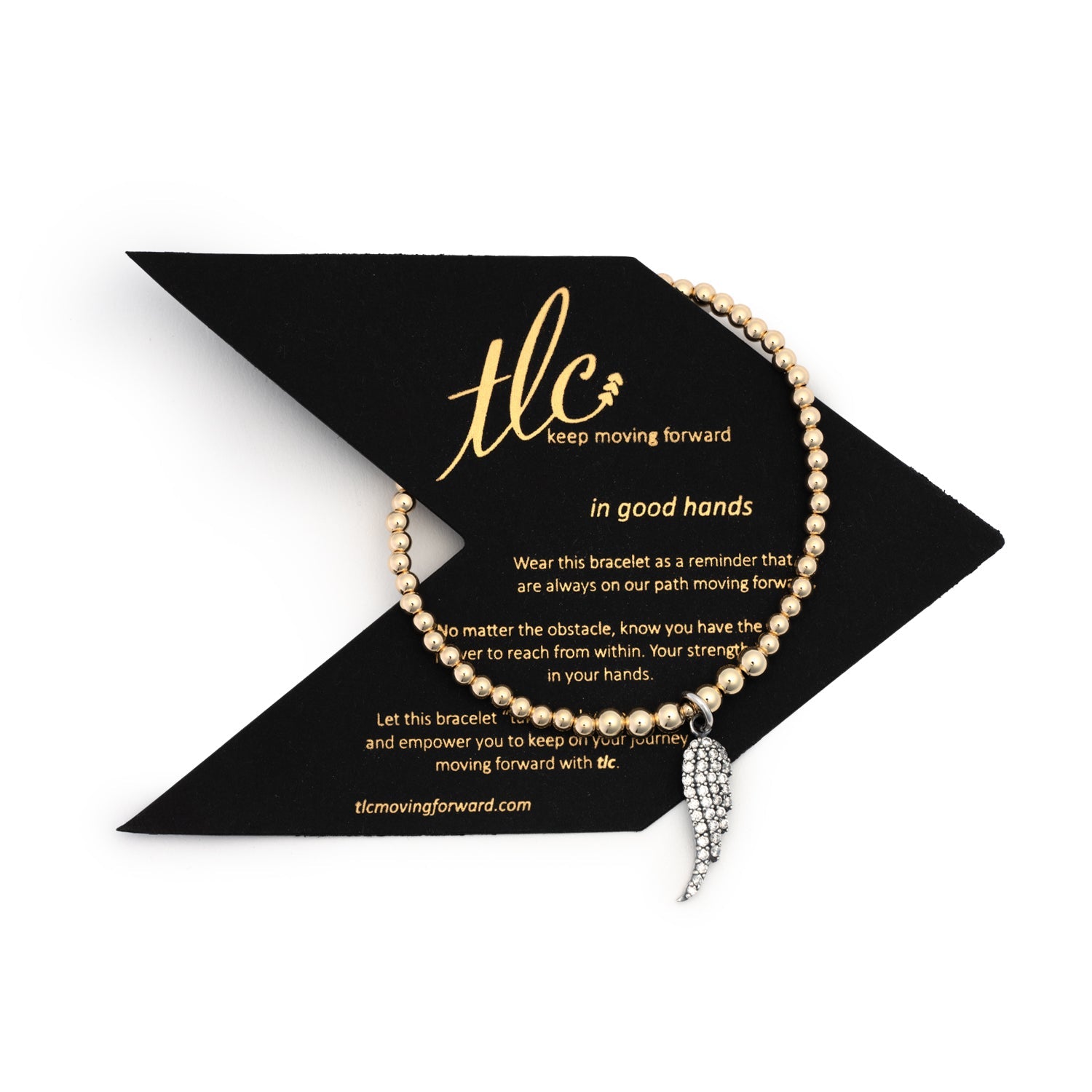 Sparkled Angel Wing Charm Bracelet - Gold Filled