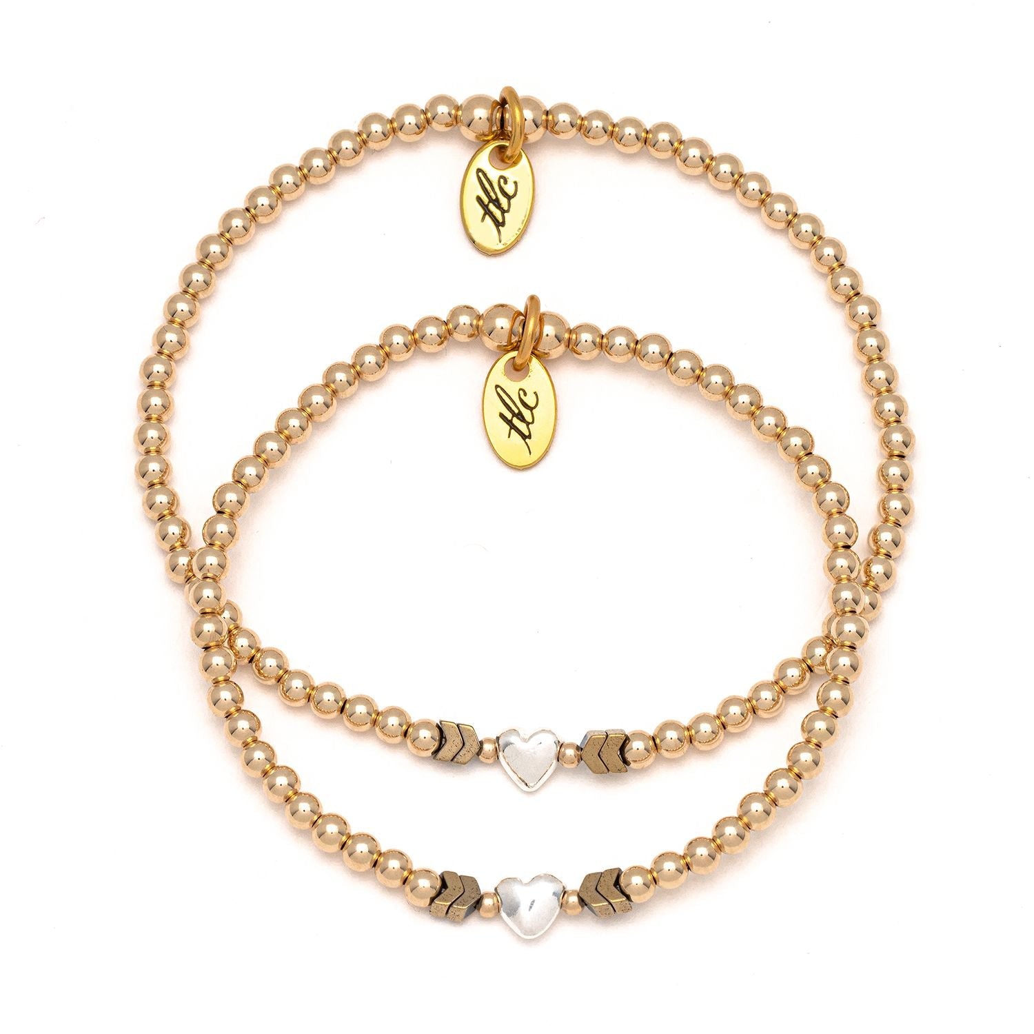 Heart to Heart - Mama & Mini Gold Filled Stretch Bracelet