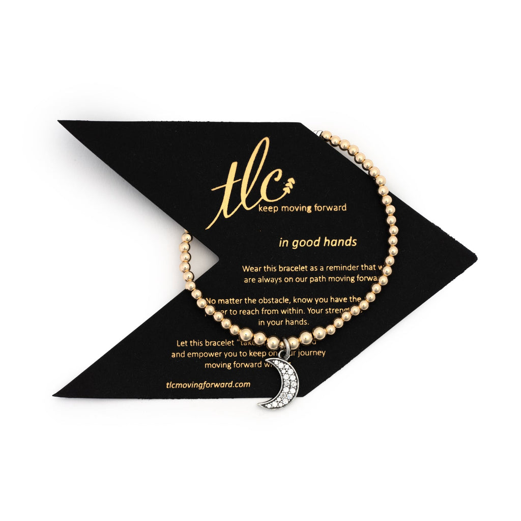 Sparkled Moon Charm Bracelet - Gold Filled