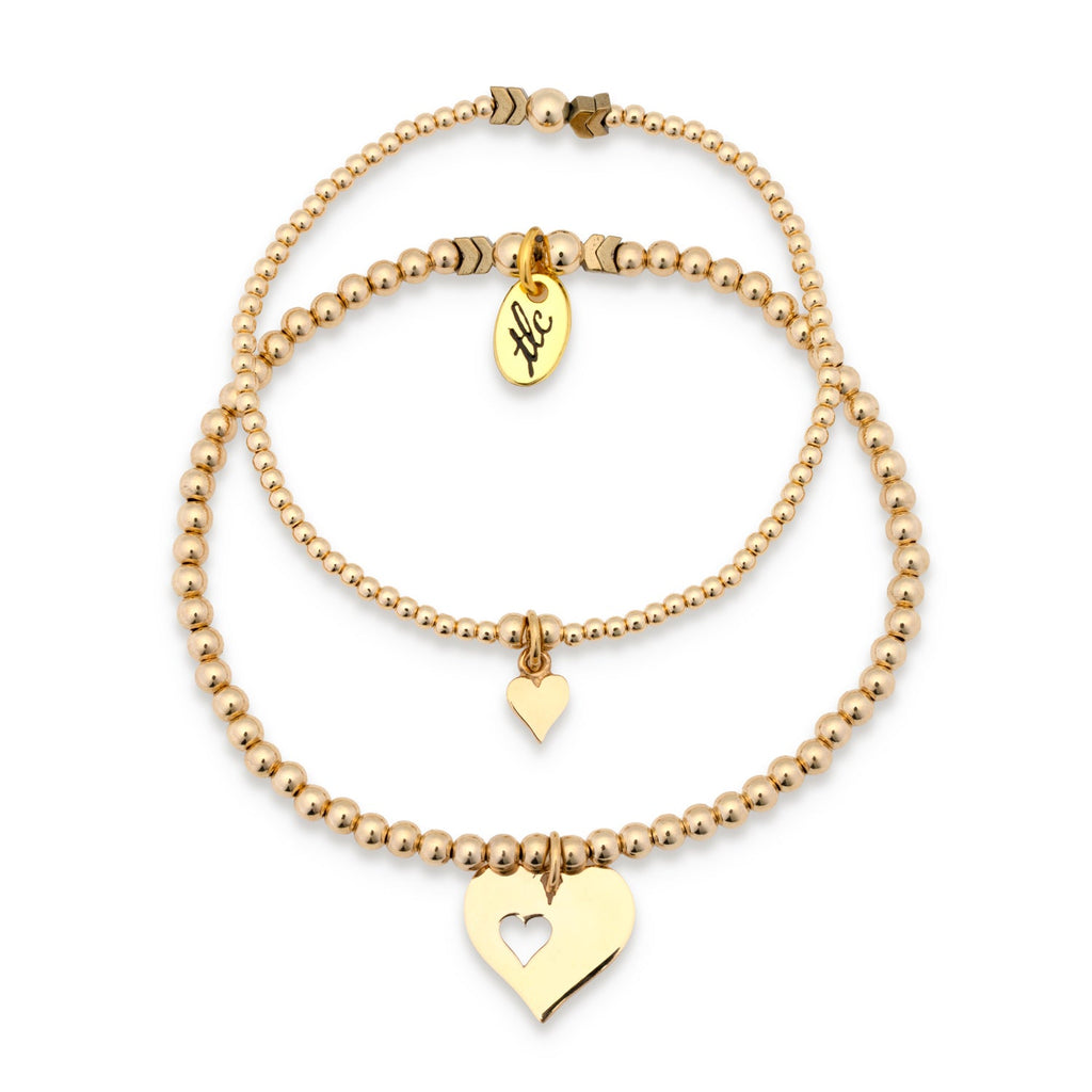 Piece of My Heart - Mama & Mini Gold Filled Stretch Bracelet