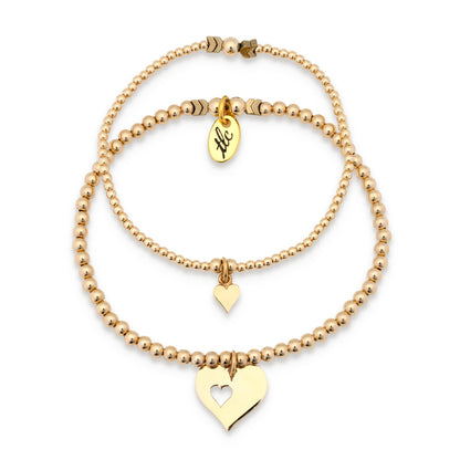 Piece of My Heart - Mama & Mini Gold Filled Stretch Bracelet