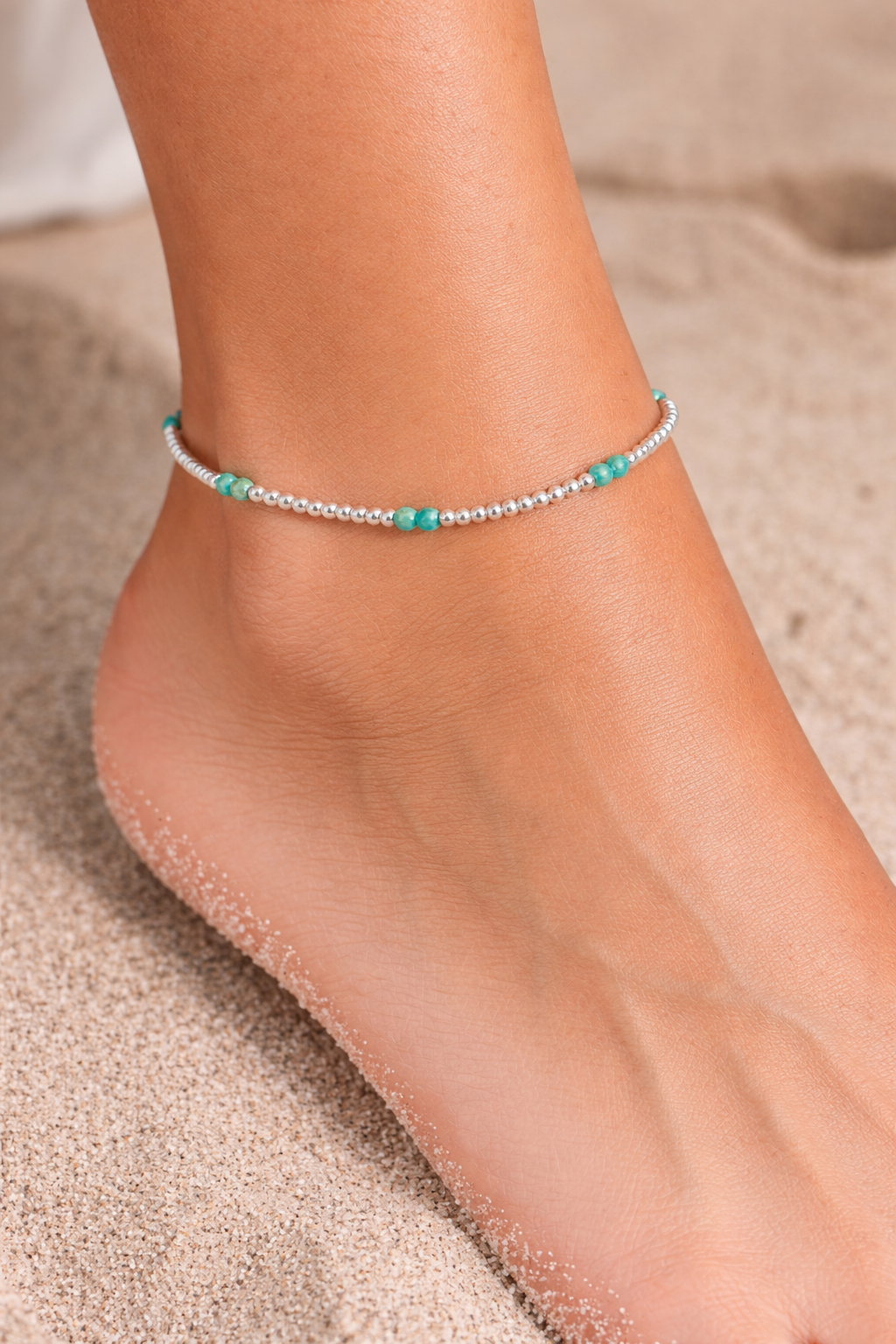 2mm Turquoise Stretch Anklet