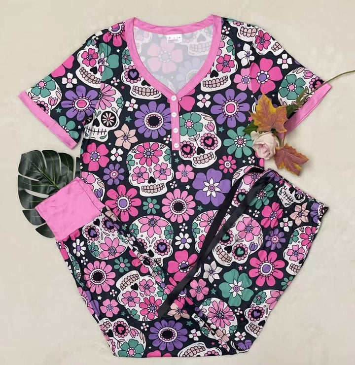 Shirley & Stone Sugar Skull Pajama Set Preorder
