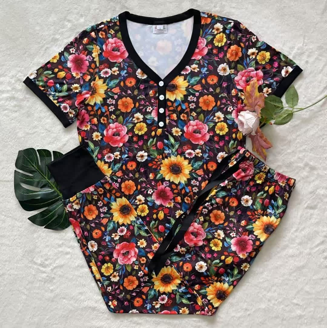 Shirley & Stone Fall Floral Pajama Set Preorder