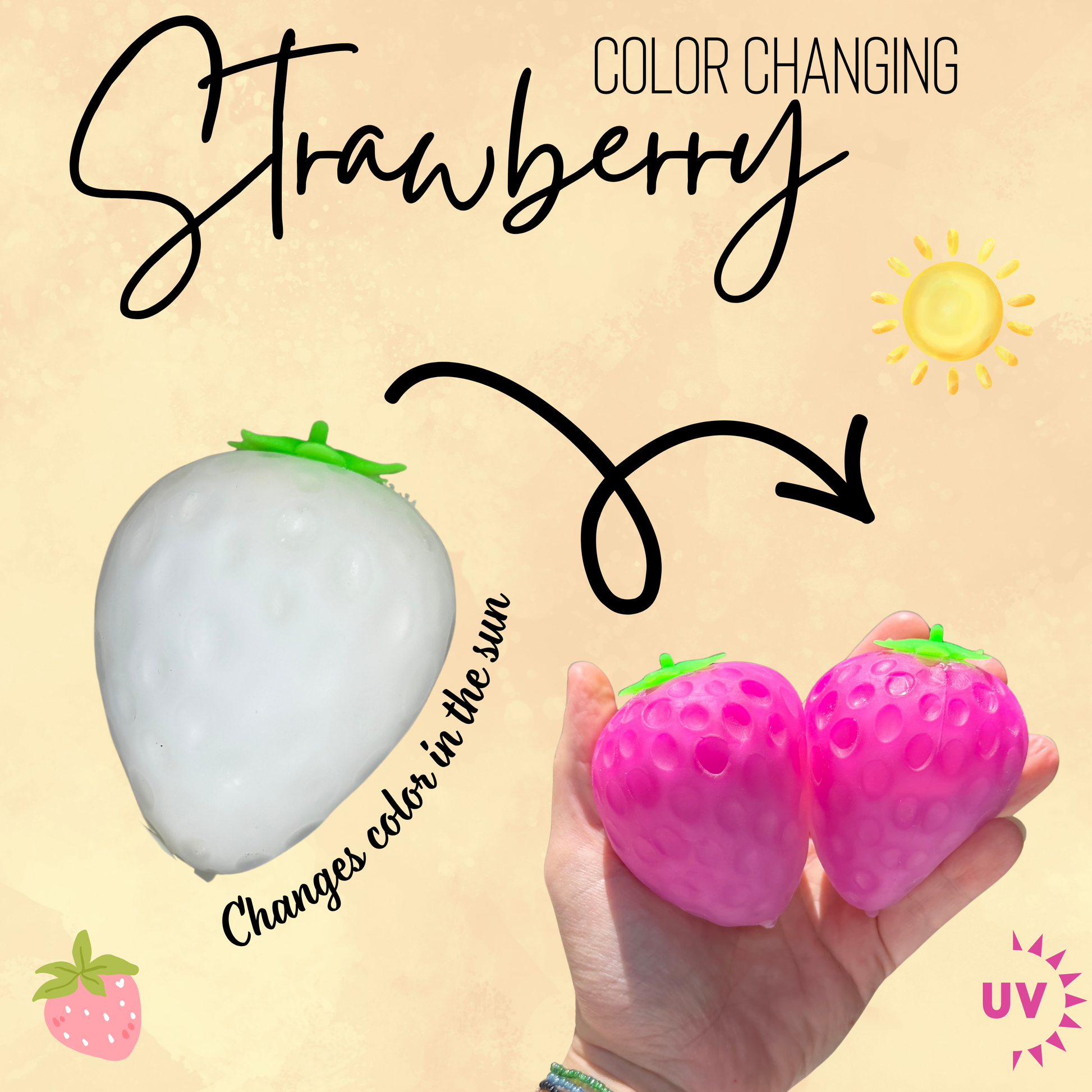Squishy Toy - Sunlight Color Changing Strawberry