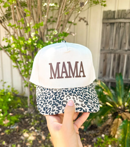 MAMA Leopard/Tan Canvas Trucker Hat