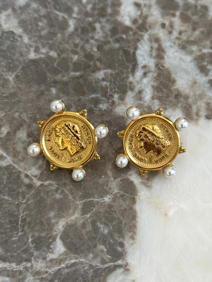 PEARL COIN EARRINGS