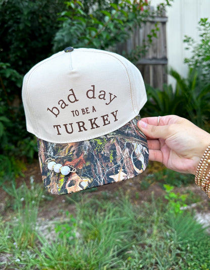 Bad Day To Be A Turkey Khaki/ Real Camo Canvas Trucker