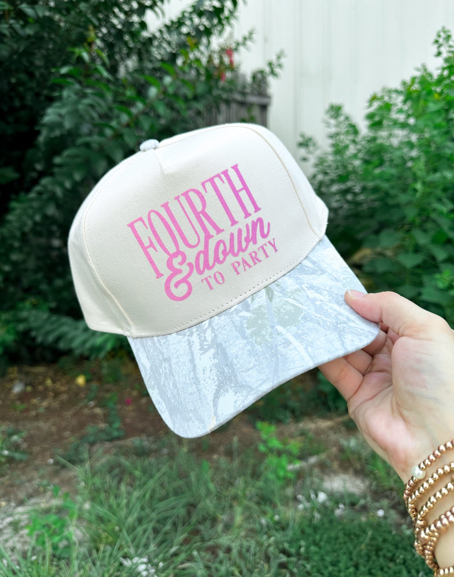 Fourth & Down to Party Khaki/ Washed Camo Canvas Trucker