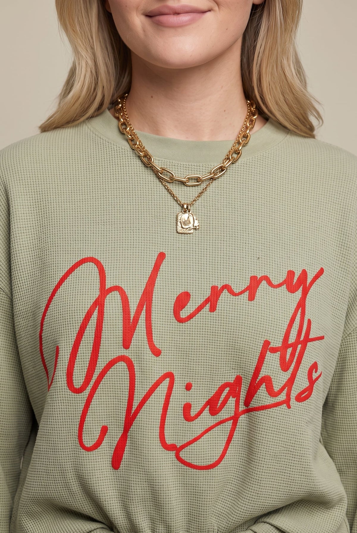 Merry Nights Waffle Sweater
