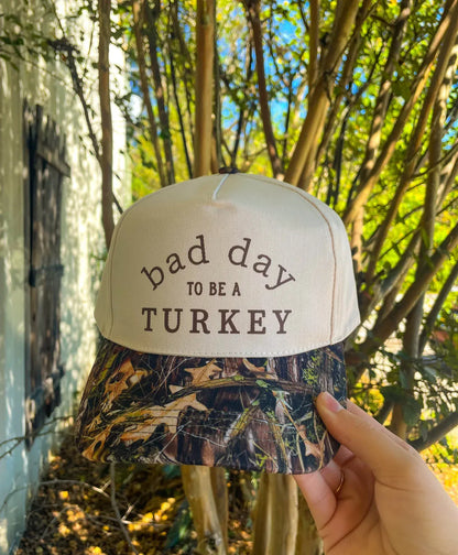 Bad Day To Be A Turkey Khaki/ Real Camo Canvas Trucker