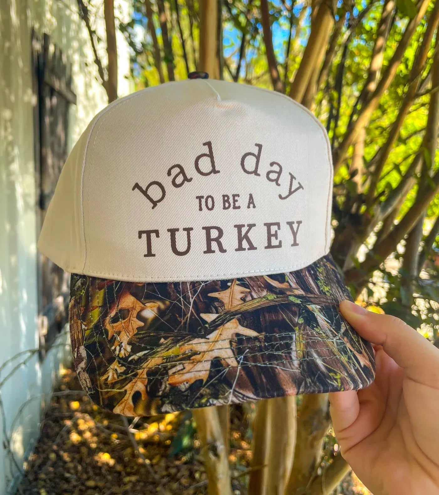 Bad Day To Be A Turkey Khaki/ Real Camo Canvas Trucker