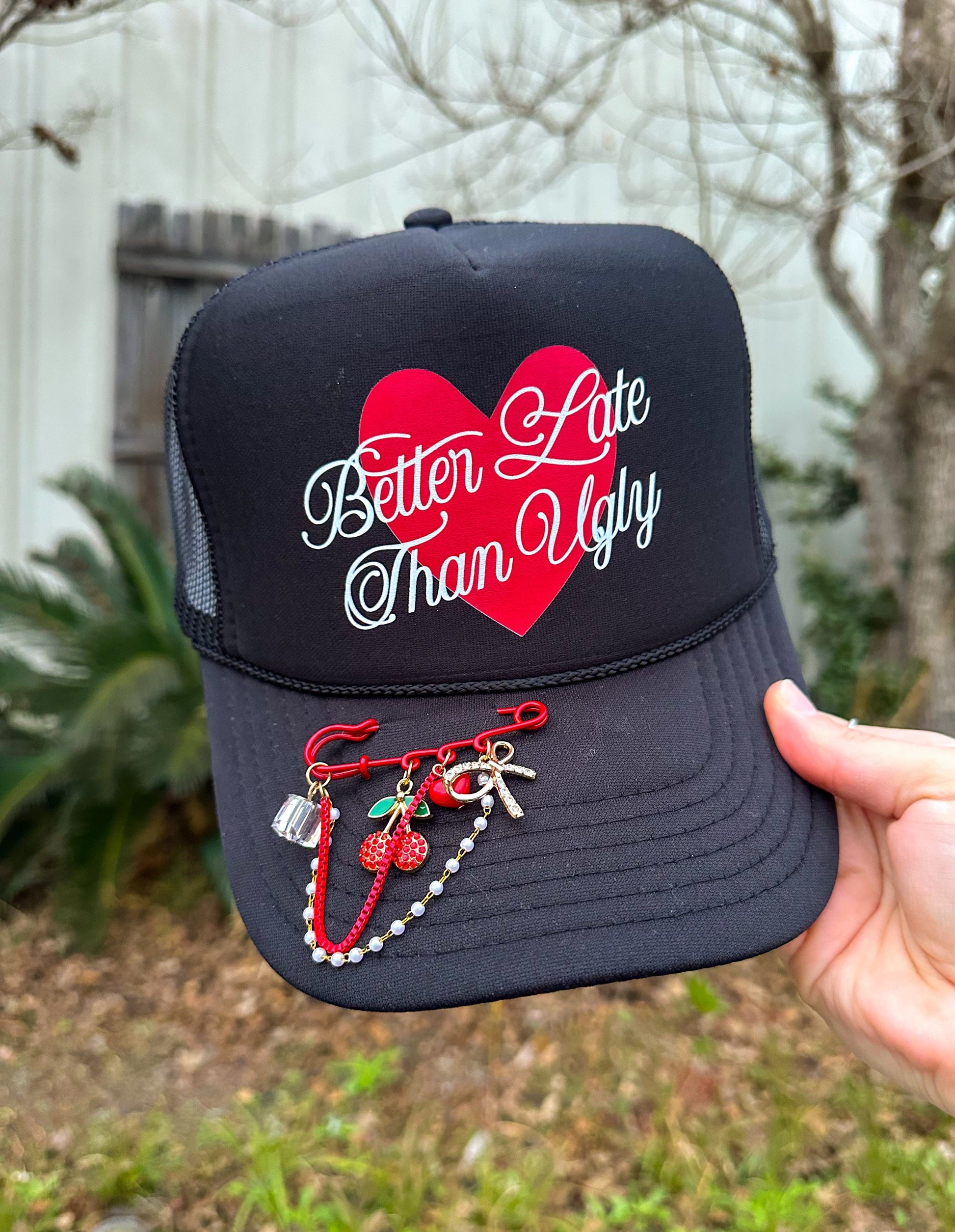 Better Late Than Ugly Black Trucker