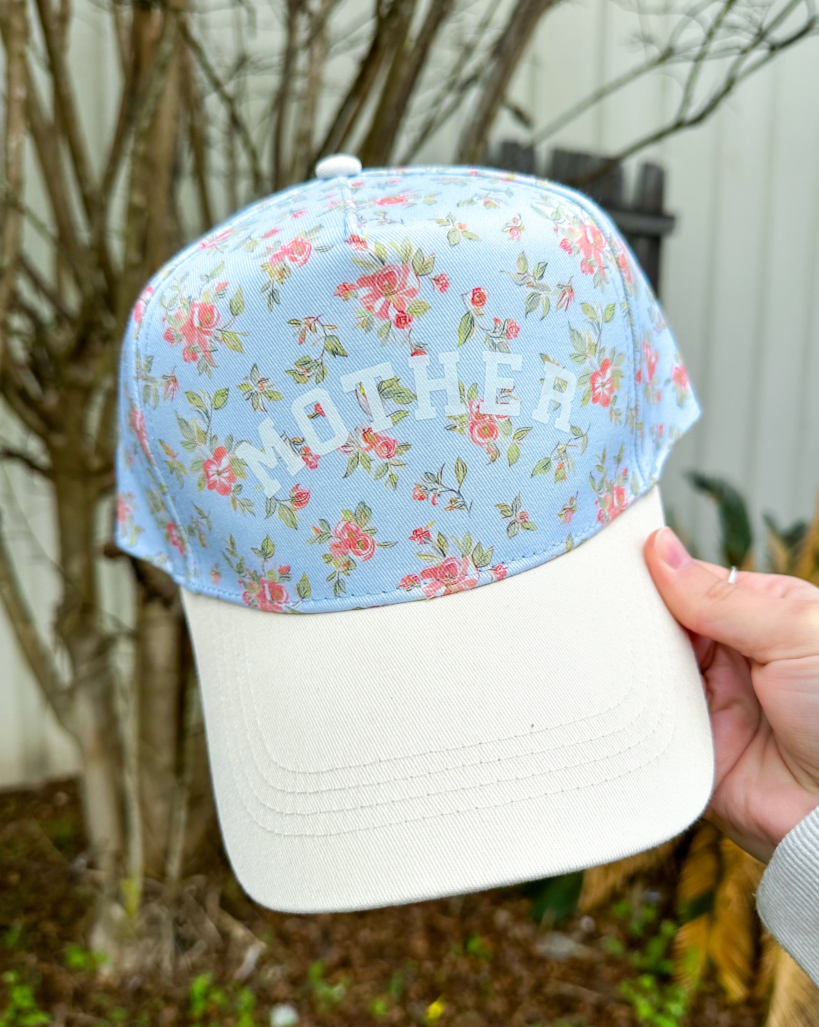 Mother Floral Coral/ Light Blue Trucker Hat