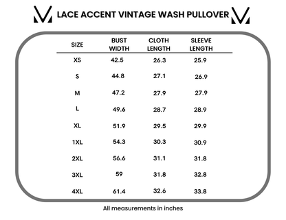 Lace Accent Vintage Wash Pullover - Black