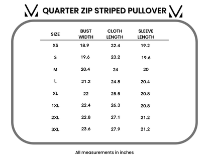 Quarter Zip Striped Pullover - Black and White