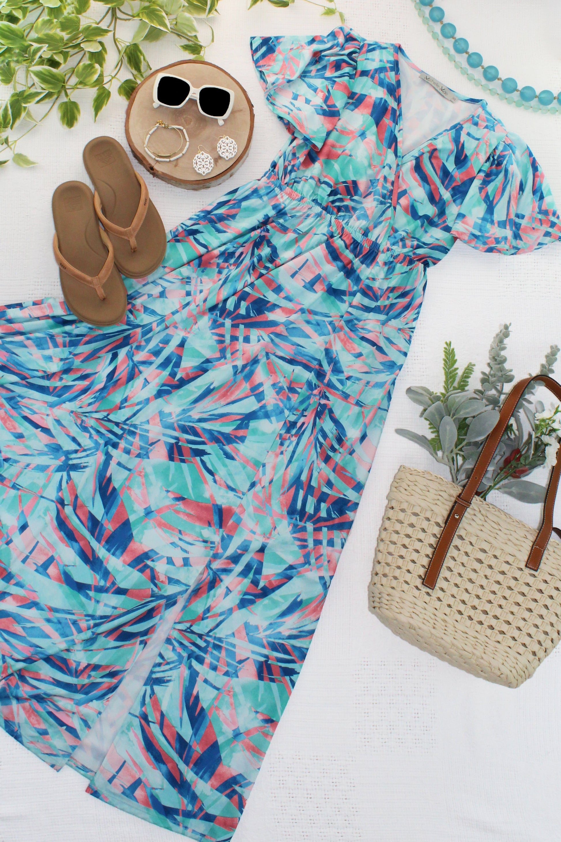 Millie Maxi Dress - Abstract Aqua Breeze