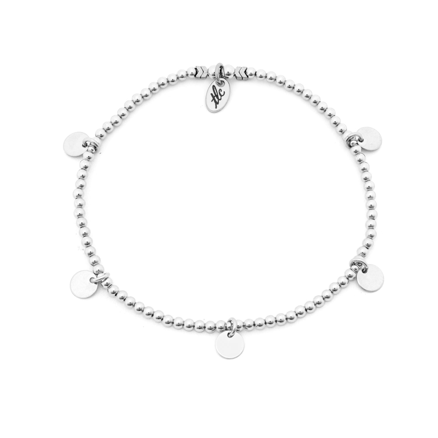 Mini Disc - Sterling Silver Charmed Anklet