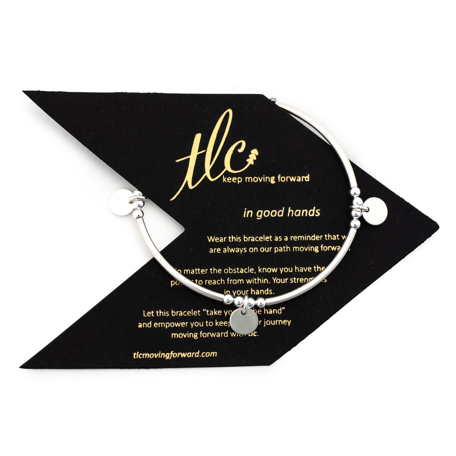 Mini Disc - Sterling Silver Charmed Stretch Bangle