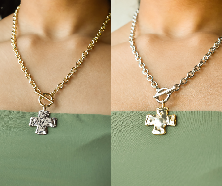 Hammered Cross Charm