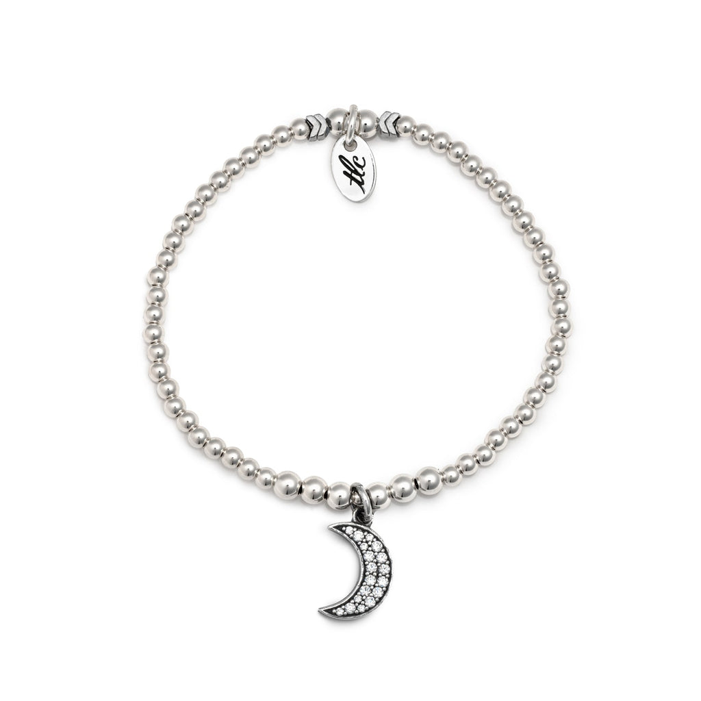 Sparkled Moon Charm Bracelet - Sterling Silver
