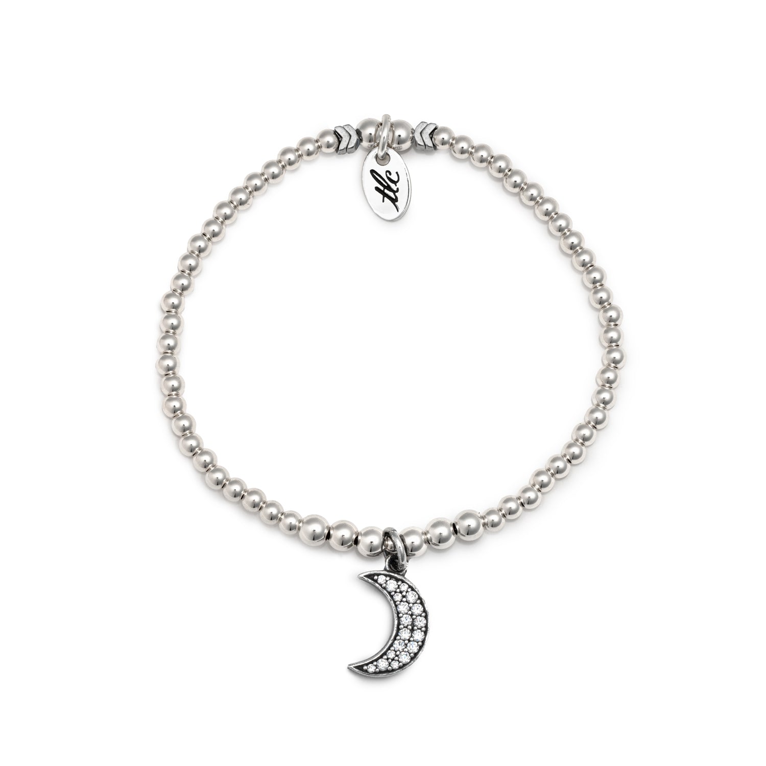 Sparkled Moon Charm Bracelet - Sterling Silver