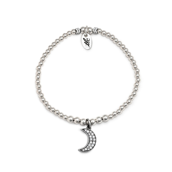 Sparkled Moon Charm Bracelet - Sterling Silver