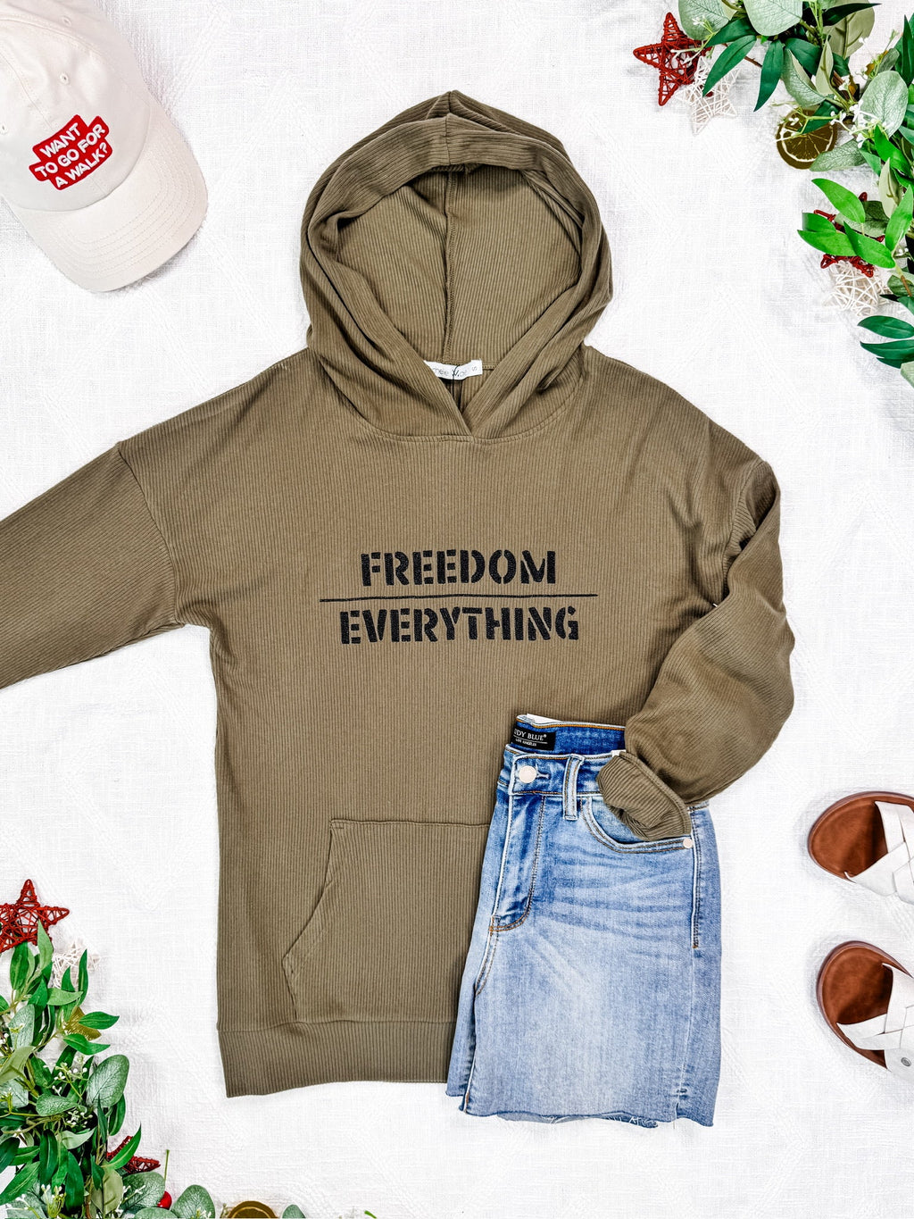 Corrine Embroidered Hoodie - Freedom Over Everything