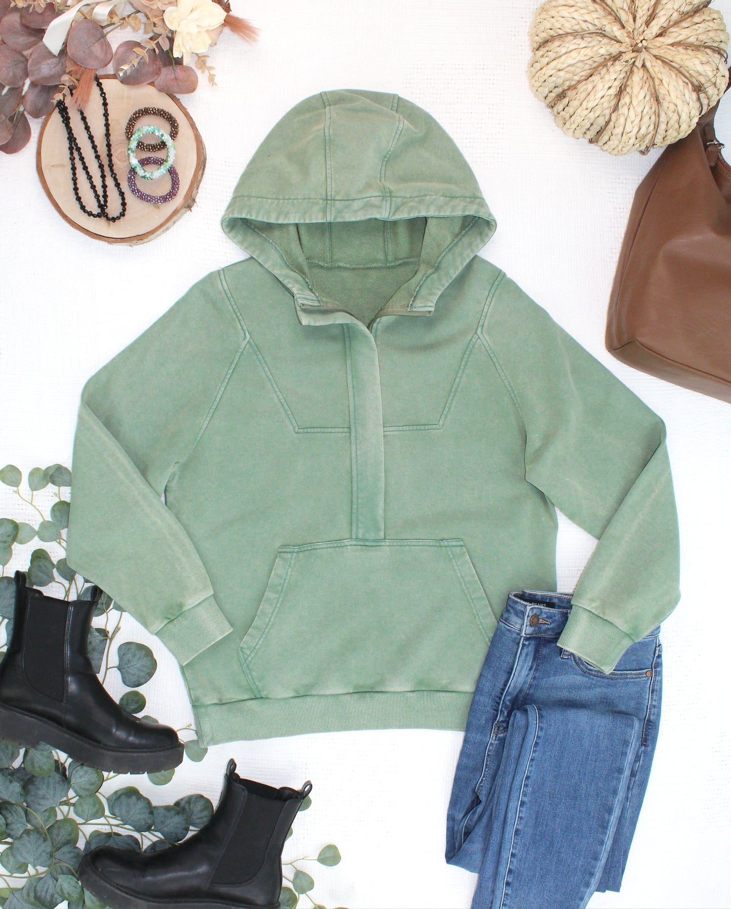 Ryker Vintage Wash Hoodie- Olive